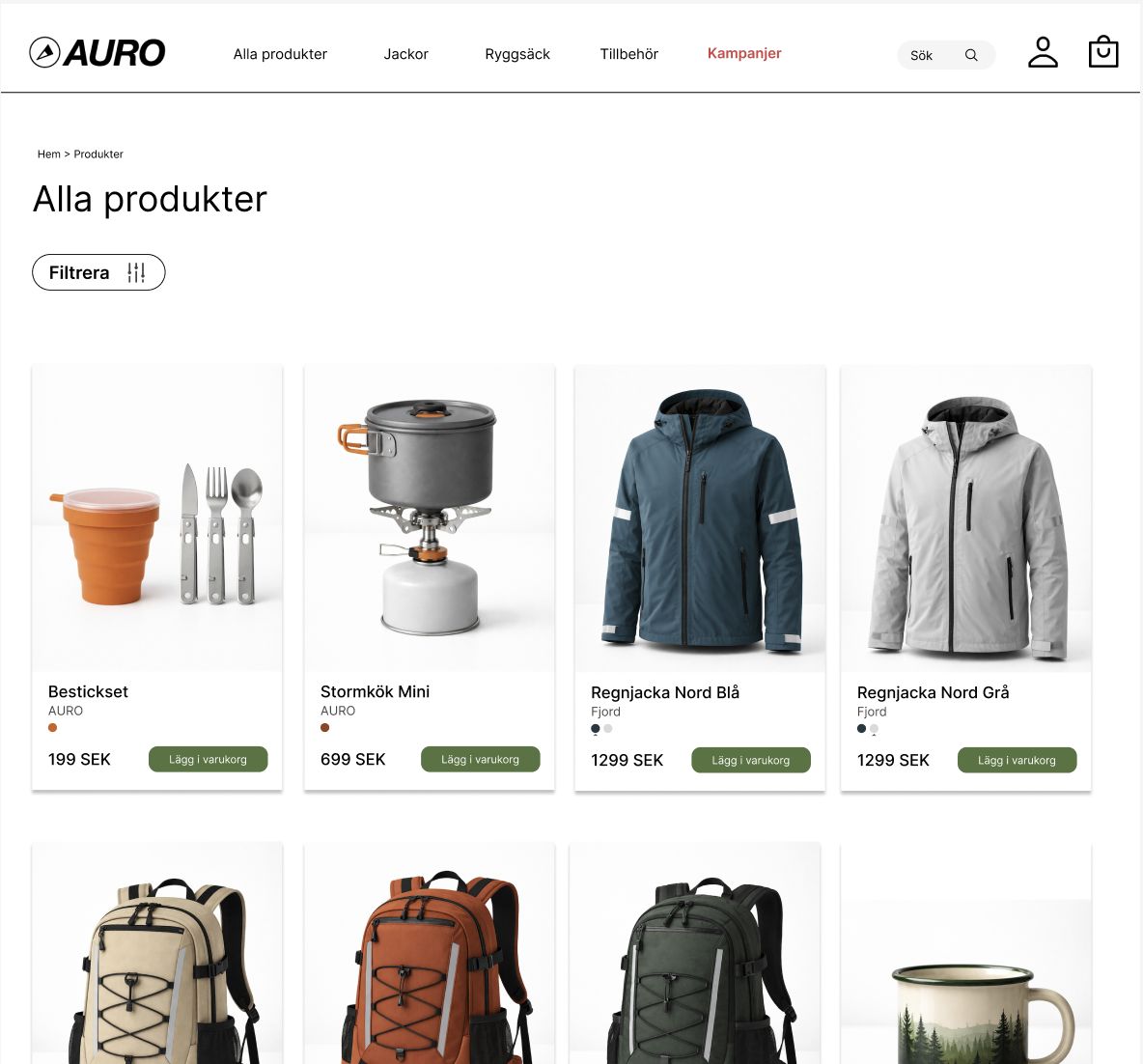 Produktlistning — desktop