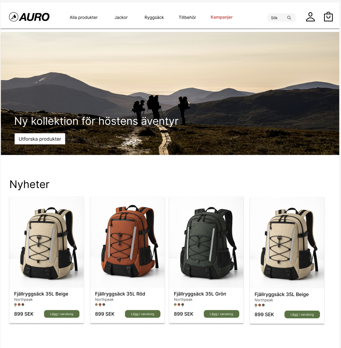 Startsida — desktop
